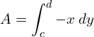  A= \displaystyle \int_{c}^{d} - x \: dy