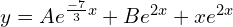 Rendered by QuickLaTeX.com  y=Ae^{\frac{-7}{3}x}+Be^{2x}+xe^{2x} \\