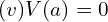 Rendered by QuickLaTeX.com  (v) V(a)= 0\\