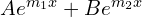 Rendered by QuickLaTeX.com  Ae^{m_{1}x}+Be^{m_{2}x}\