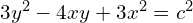 Rendered by QuickLaTeX.com  3y^{2}-4xy+3x^{2}=c^{2}\\