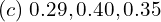 Rendered by QuickLaTeX.com  (c)\; 0.29, 0.40, 0.35 \\