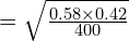 =\sqrt{\frac{0.58\times0.42}{400}}\\