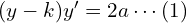 Rendered by QuickLaTeX.com (y-k)y'=2a\cdots (1)\\