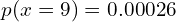  p(x=9)=0.00026 \\