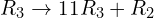 Rendered by QuickLaTeX.com R_{3}\rightarrow 11R_{3}+R_{2}