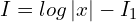  I =log \left | x \right |- I_{1}\\