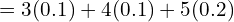 Rendered by QuickLaTeX.com  =3(0.1)+4(0.1)+5(0.2) \\
