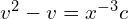 Rendered by QuickLaTeX.com  v^{2}-v=x^{-3}c \\