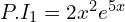 Rendered by QuickLaTeX.com  P.I_{1} =2x^{2}e^{5x} \\