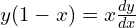 Rendered by QuickLaTeX.com  y(1-x)=x\frac{dy}{dx}\\