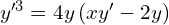 Rendered by QuickLaTeX.com  y'^{3}= 4y \left({xy'-2y}\right)\\