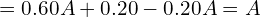 = 0.60A + 0.20 - 0.20A = A \\