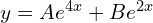 Rendered by QuickLaTeX.com  y=Ae^{4x}+B e^{2x} \\