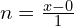  n=\frac{x-0}{1}\\ 