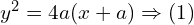 Rendered by QuickLaTeX.com   y^{2}=4a(x+a)  \Rightarrow (1) \\