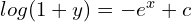 Rendered by QuickLaTeX.com  log (1+y)=-e^{x}+c \\