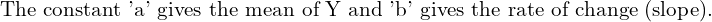  \text{The constant 'a' gives the mean of Y and 'b' gives the rate of change (slope).}\\