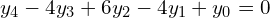 y_{4}-4y_{3}+6y_{2}-4y_{1}+y_{0}=0\\ 