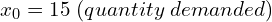  x_{0}=15 \; (quantity\; demanded)\\ 