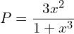Rendered by QuickLaTeX.com   P=\displaystyle \frac{3x^{2}}{1+x^{3}}  \\