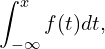 Rendered by QuickLaTeX.com   \displaystyle \int_{-\infty}^{x} f(t) dt ,